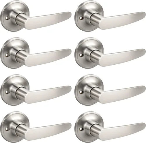 Miniatura 43 de KNOBWELL Juego de 10 manijas de puerta color negro mate, juego de manijas de puerta para privacidad para cama y baño, reversible para lado derecho