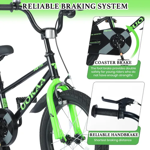 Miniatura 3 de Bicicleta para niños de 14 16 pulgadas para niños y niñas de 3 a 7 años, bicicleta para niños con ruedas de entrenamiento, freno de mano y pie