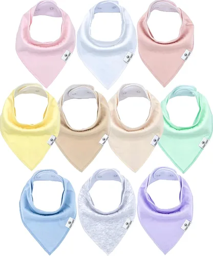 DiaperSquad's 100% Organic Cotton Baby Drool Bibs, Super Absorbent & Adjustable Baby Bibs for Drooling and Teething Pastel