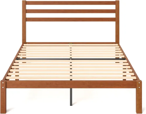 Miniatura 11 de Zinus Leah - Marco de cama de plataforma de bambú con cabecero, no necesita somiers, soporte de listones de madera, fácil de montar, tamaño Queen