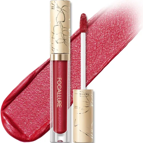 Miniatura 16 de FOCALLURE Lápiz labial líquido metálico, brillo de labios no pegajoso, color de labios de alto impacto con resistencia a la transferencia, BR01