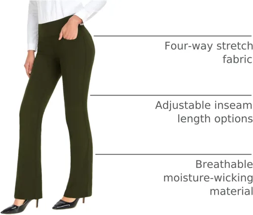 Miniatura 72 de Safort Pantalones de yoga con entrepierna de 28" 30" 32" 34"más amplios en la parte inferior para botas altas, 4 bolsillos, UPF50+