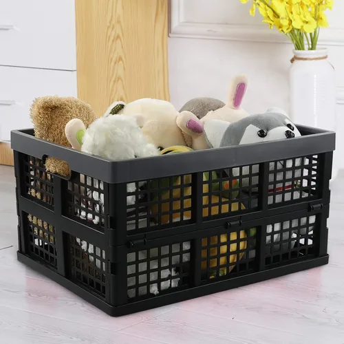 Miniatura 5 de Cajas de leche de almacenamiento de plástico de 34 L, cesta de almacenamiento plegable grande, 2 paquetes