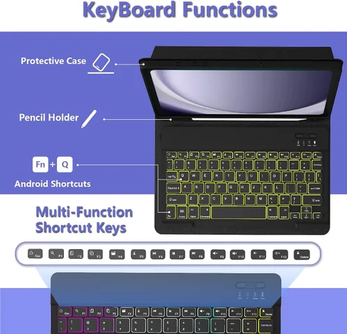 Miniatura 3 de Funda de teclado para Samsung Galaxy Tab S6 Lite de 10.4 pulgadas (SM-P620/P625/P613/P619/P615/P610), funda para tableta con retroiluminación de 7