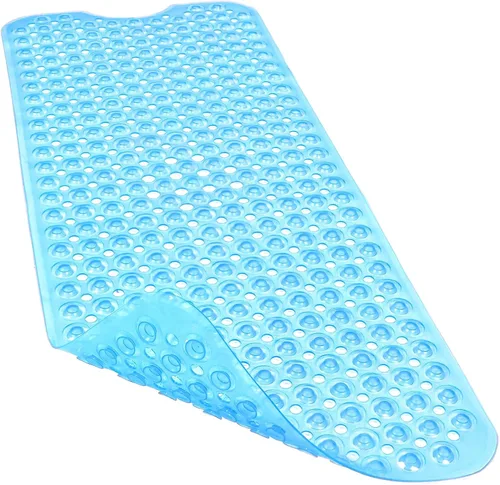 Miniatura 17 de Alfombrillas para bañera y ducha, 40x16 pulgadas extra grandes, antideslizantes, suaves, para bañera con ventosas y agujeros de drenaje