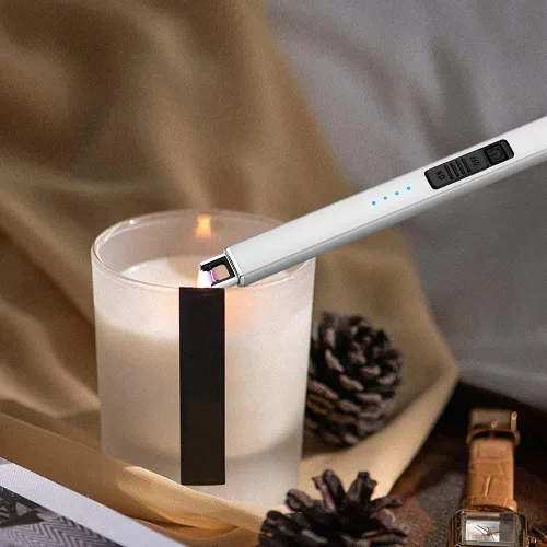 Miniatura 2 de ARECTECH Encendedor de velas eléctrico con cable tipo C, regalo de cumpleaños para hombres, mujeres, esposa, encendedores de arco de plasma Plateado