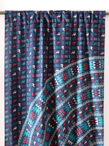 Miniatura 8 de Popular Handicrafts Cortinas hippie azul con mandala de camello de 100 pulgadas de largo para sala de estar o dormitorio, juego de 2 paneles