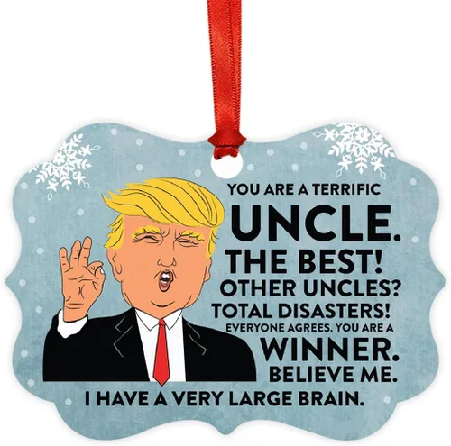 Miniatura 46 de Andaz Press Divertido presidente Donald Trump Fancy Frame Recuerdo Adorno de Navidad Regalo de mordaza, Perra fantástica, 1 paquete, ideas de regalo