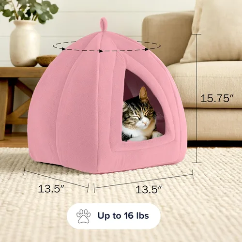 Miniatura 6 de Cat House - Indoor Cat Bed with Removable Foam Cushion - Pet Tent for Kittens, Rabbits, Guinea Pigs, and Other Small Animals by PETMAKER Rosa