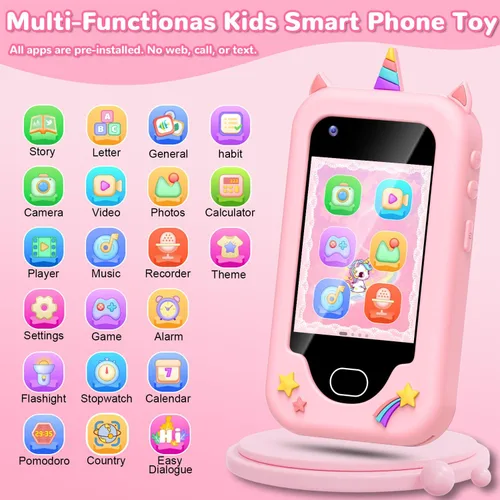 Miniatura 2 de Lapare - Teléfono inteligente para niñas, regalos de Navidad y cumpleaños para niñas de 3 a 10 años, juguetes para niños, teléfono celular de rosa01