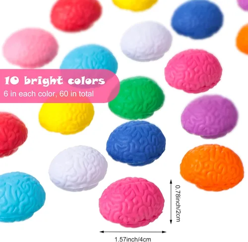 Miniatura 2 de Civaner 60 unidades de bolas de estrés cerebral a granel Squishy en forma de cerebro juguete de estrés PU Mano Ejercicio muscular bola de presión