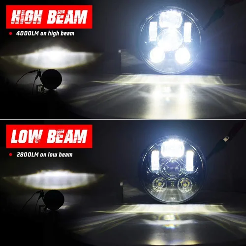 Miniatura 3 de 5-3/4 5.75 Pulgadas Faro LED para Motocicleta Compatible con Harley Davidson Sportster Dyna Street Bob Low Rider Wide Glide Iron 883 1200 Softail