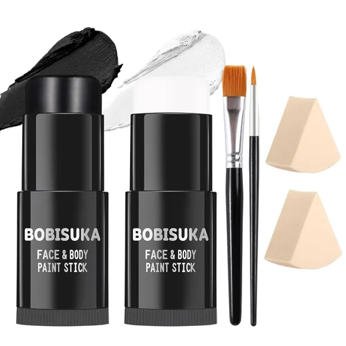 Miniatura 10 de BOBISUKA Palo de pintura facial dorada, impermeable, metálico, dorado, de cuerpo completo, kit de pintura mezclable para Halloween, maquillaje SFX