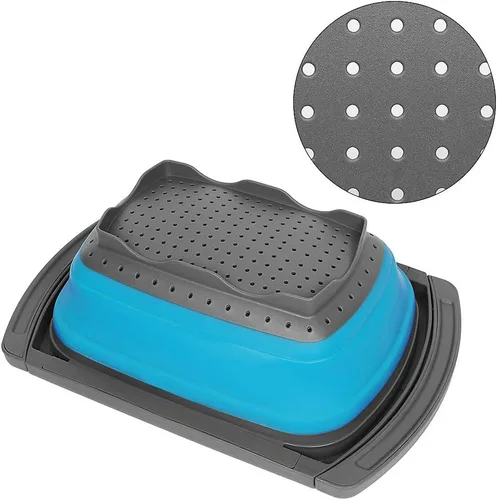 Miniatura 3 de Qimh Colador plegable, colador sobre el fregadero, coladores de alimentos con asas extensibles, 6 cuartos de galón, colador plegable de cocina apto