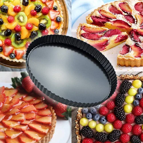Miniatura 5 de Webake Sartén para tartas de 11 pulgadas, sartén para quiche, parte inferior extraíble, antiadherente, redonda