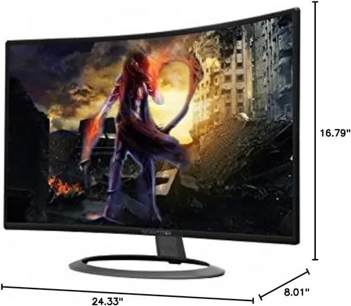 Miniatura 14 de Sceptre 27 pulgadas Pantalla curva LED 75Hz LED C278W-1920R Full HD 1080P puerto de pantalla HDMI, parlantes VGA, Ultra Thin Metal Black, 1800R