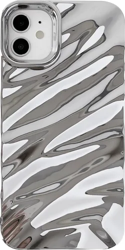 Miniatura 10 de Caseative Funda para iPhone 11, funda suave con forma de onda rizada con patrón de ondulación de agua (negro) Water Ripple Pattern Curly Wave