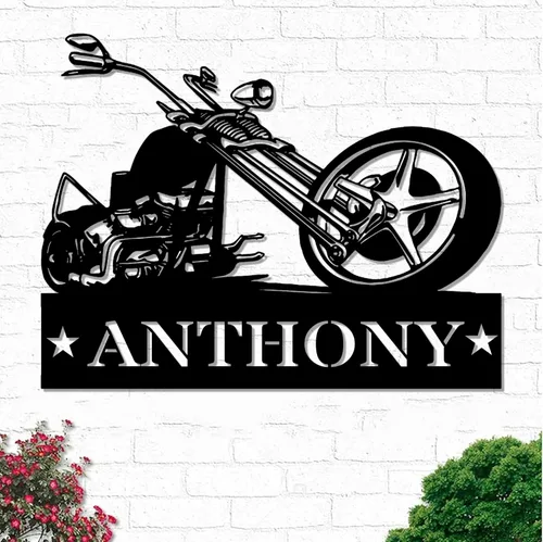 Miniatura 22 de Letrero de metal personalizado para motocicleta, arte de pared de metal con bandera de EE. UU., arte de pared de metal para motocicleta, letrero