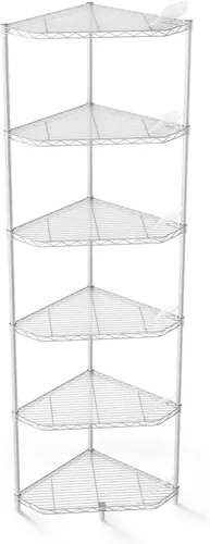 Miniatura 13 de Estantería de alambre de esquina de metal NSF de 6 niveles, capacidad de 600 libras, ajustable, con pies niveladores y revestimientos de estantes