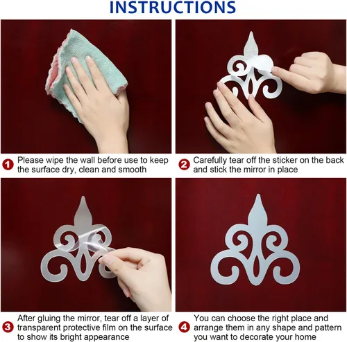 Miniatura 5 de Zonon 32 calcomanías acrílicas de espejo para pared, calcomanías de decoración del hogar, espejo plateado, decoración de pared para sala de estar