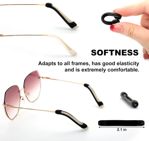 Miniatura 4 de 16 pares de agarraderas de silicona para las orejas, retenedores antideslizantes para gafas, gafas de sol y lentes de lectura, ajuste cómodo y seguro