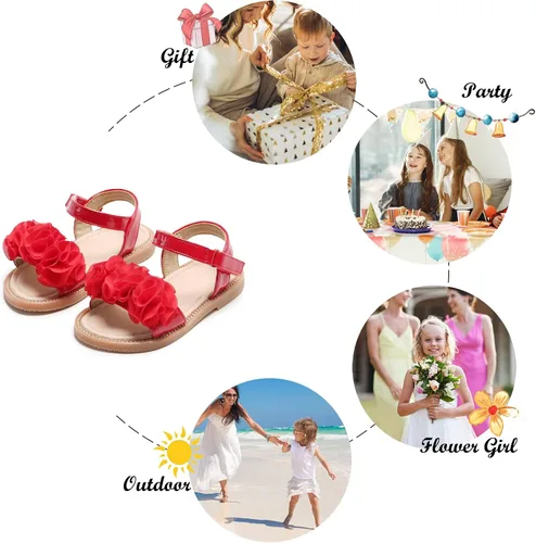 Miniatura 4 de Felix & Flora Sandalias planas de goma suave para niñas pequeñas, zapatos de verano para niña de las flores.