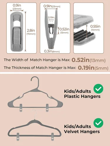 Miniatura 8 de COZYMOOD Paquete de 50 clips de terciopelo para colgar ropa de bebé