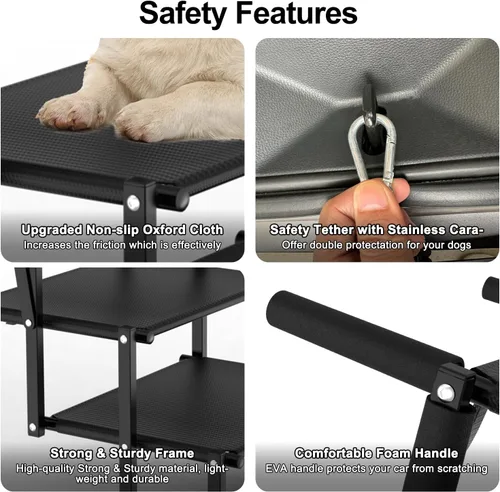 Miniatura 5 de Escaleras extra anchas para perros grandes, rampa plegable para perros con superficie antideslizante, escaleras ligeras para perros para autos, SUV