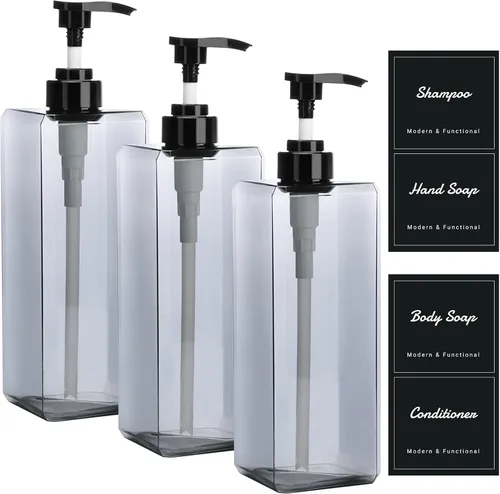 Miniatura 27 de Suream Botellas de prensa de bomba recargables de 9.5 onzas, dispensador de champú y acondicionador de plástico, botella vacía cosmética Azul pavo