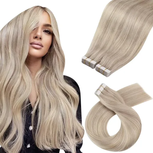 Miniatura 70 de Moresoo Extensiones de cabello humano real con cinta adhesiva, sin costuras, #1 negro azabache, 20 piezas, 1.76 oz (50 g), 24 pulgadas