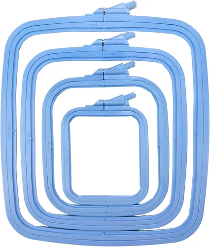 Miniatura 17 de Nurge 5 aros cuadrados grandes de plástico para bordar, aro de costura cruzada, aro de aguja perforadora, multicolor