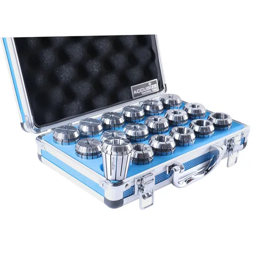 Miniatura 6 de Accusize Industrial Tools - Juego de pinzas ER32 de precisión, 18 piezas, tamaños de 3/32'' a 25/32'', alta precisión, caja de almacenamiento