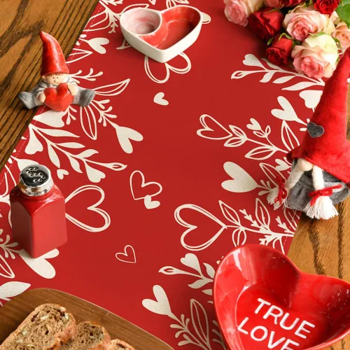 Miniatura 4 de Artoid Mode Camino de mesa con diseño de corazón rojo para el día de San Valentín, decoración de mesa de comedor de cocina de temporada