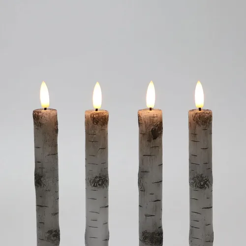 Miniatura 5 de Fanna - Velas cónicas sin llama de corteza de abedul, terminadas en cera real, parpadeantes, operadas por batería con control remoto