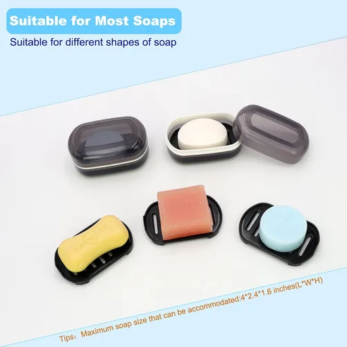 Miniatura 2 de HAYSNA Contenedor de jabón de viaje, soporte para jabón de barra, funda de jabón portátil, jabonera con tapa para viajes, campamento, gimnasio, baño