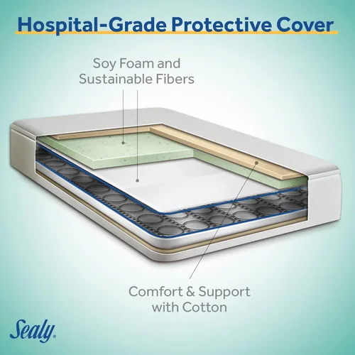 Miniatura 2 de Sealy Posture Perfect - Colchón impermeable de 2 etapas para cuna y colchón para cama de bebé, espuma viscoelástica híbrida y 150 bobinas de alta
