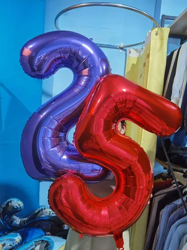 Miniatura 7 de Globos rojos de 32 pulgadas con el número 1 de aluminio para decoración de fiesta de cumpleaños (globo rojo número 1)