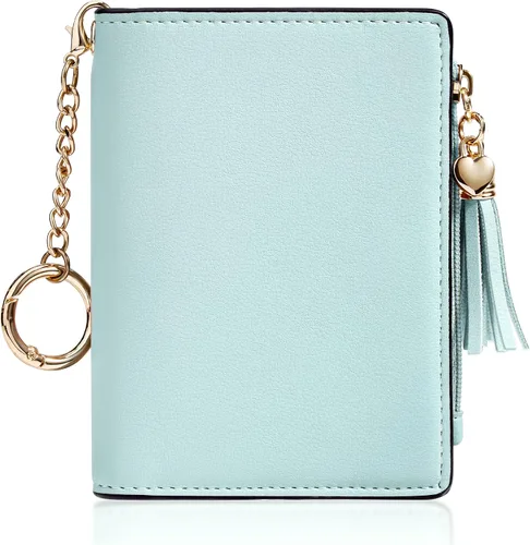 Miniatura 19 de Gostwo Billeteras pequeñas para mujer, elegante cartera para mujer con ventana de identificación, bolsillo con cremallera para monedas y borla.