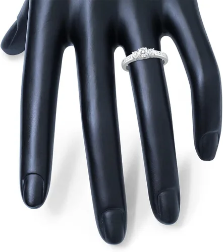 Miniatura 3 de Anillo de compromiso con diamante certificado por AGS 34 quilate, oro blanco 14 quilates, (color K-L, claridad I2-I3)