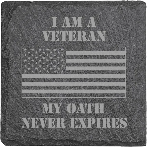 Miniatura 3 de Rogue River Tactical Slate Coaster 4 Back Gift Set Patriótico Bandera de Estados Unidos Juego de posavasos Regalo de Estados Unidos Veterano