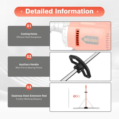 Miniatura 4 de Regla vibratoria de hormigón inalámbrica, 7500mAh 2-3H Runtime batería de litio herramienta de acabado liso de superficie de hormigón, herramienta