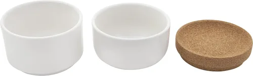 Miniatura 3 de Kamenstein Bodega apilable de corcho y cerámica de 3 piezas para sal y pimienta para ahorrar espacio en la encimera; tapa giratoria para mantener