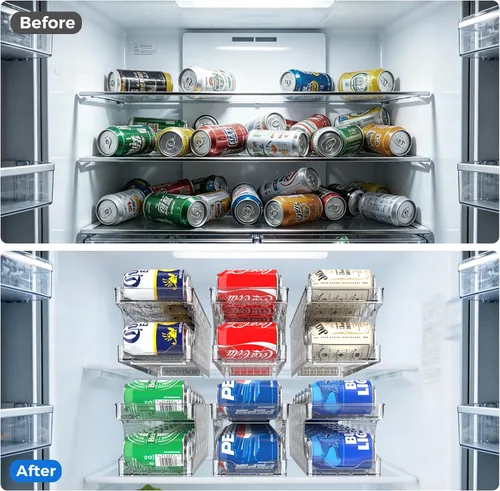 Miniatura 5 de Organizador de latas de soda enrollable BingoHive para refrigerador, dispensador de latas para cerveza, soda, seltzer, lata de pop, organizador