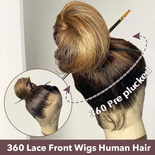 Miniatura 4 de Higlight - Pelucas de cabello humano con encaje frontal de color degradado, peluca de encaje frontal con abuelitos, peluca de cabello humano