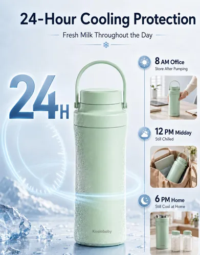 Miniatura 4 de Koalababy - Enfriador portátil de leche materna de 22 onzas, enfriador de 24 horas, 2 biberones Cooling ring, insulated breastmilk storage for