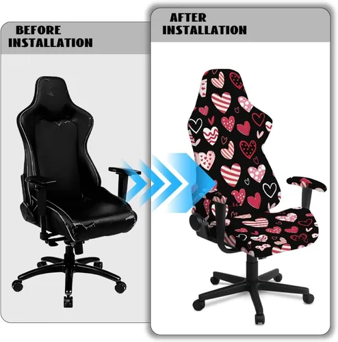 Miniatura 6 de Heart Gaming Chair Cover for Desk Chair Stretchy Armrest Covers Washable Ergonomic Office Seat Cover Dustproof Gaming Chairs Easy to Fit Home Office