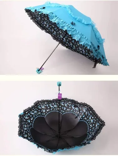 Miniatura 27 de Honeystore Paraguas plegable a prueba de rayos ultravioleta Princess Lace Parasol con cúpula anti-UV