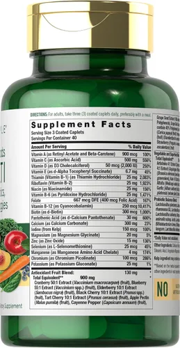 Miniatura 2 de Carlyle Suplemento de frutas y verduras 120 unidades Multivitamínico superalimento con probióticos Hecho con 20 frutas y verduras Sin OMG