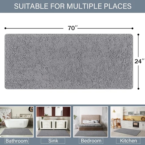 Miniatura 2 de LOCHAS Alfombra de Baño de Lujo Lanuda Tapete de Baño de 24 x 70 Pulgadas, Alfombras de Baño Lavables Antideslizantes para Baño y Ducha, Alfombras
