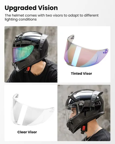 Miniatura 3 de ILM - Cascos de motocicleta de cara completa para hombres y mujeres, para deportes motorizados, moto, calle, carreras, aprobados por DOT